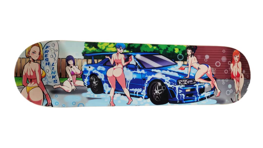 Anime Girls Car Wash Skate Deck image 0